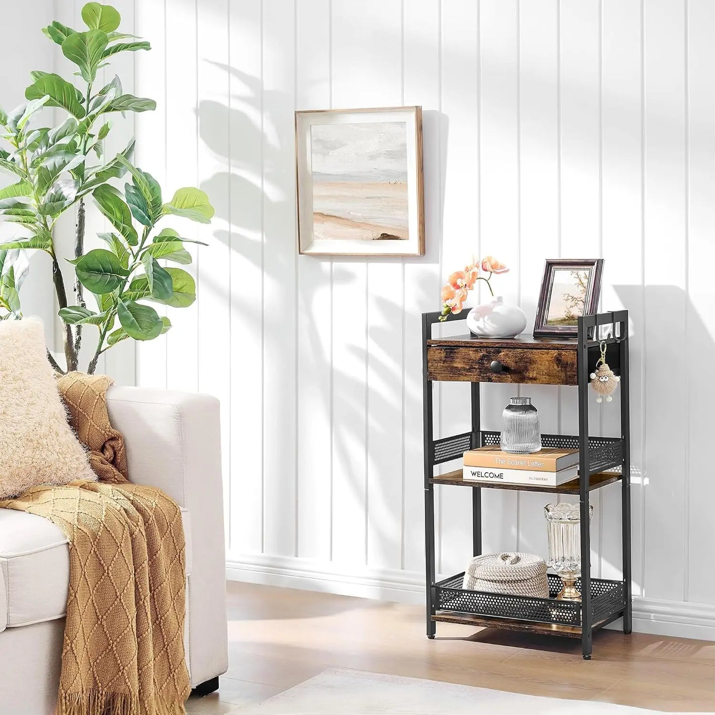 3-Tier Bathroom Floor Storage Shelf with Drawer