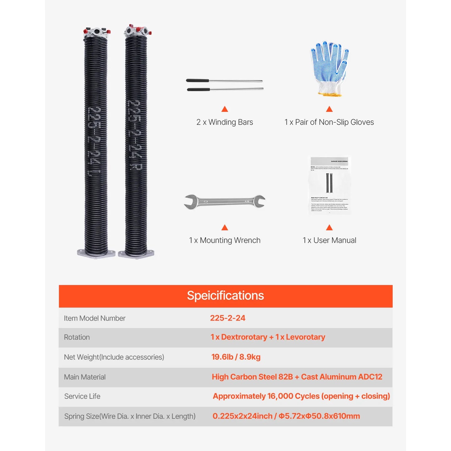 Electrophoresis Black Coated for Replacement Garage Door Torsion Springs