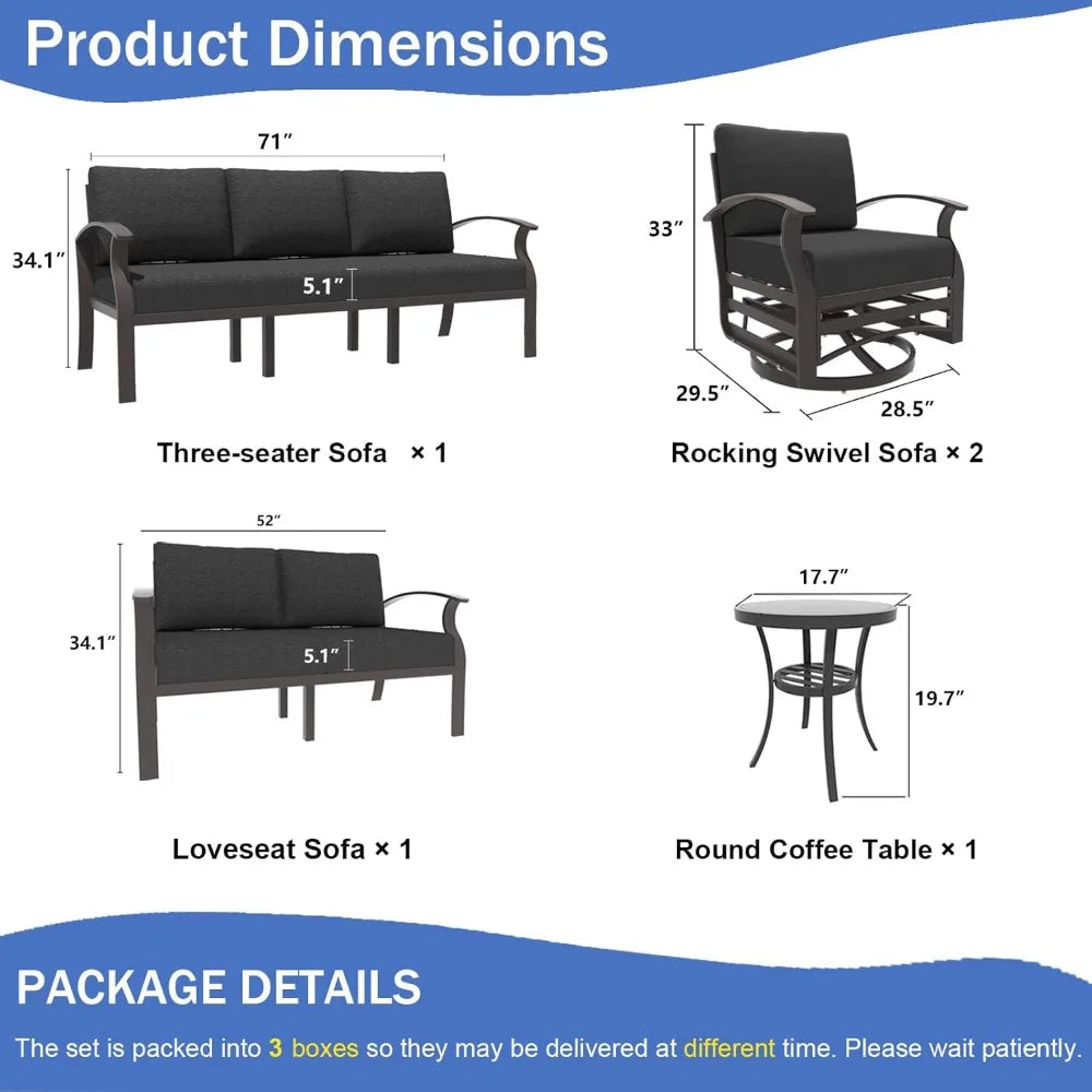 Aluminum Patio Furniture Set with 2 Swivel Chairs