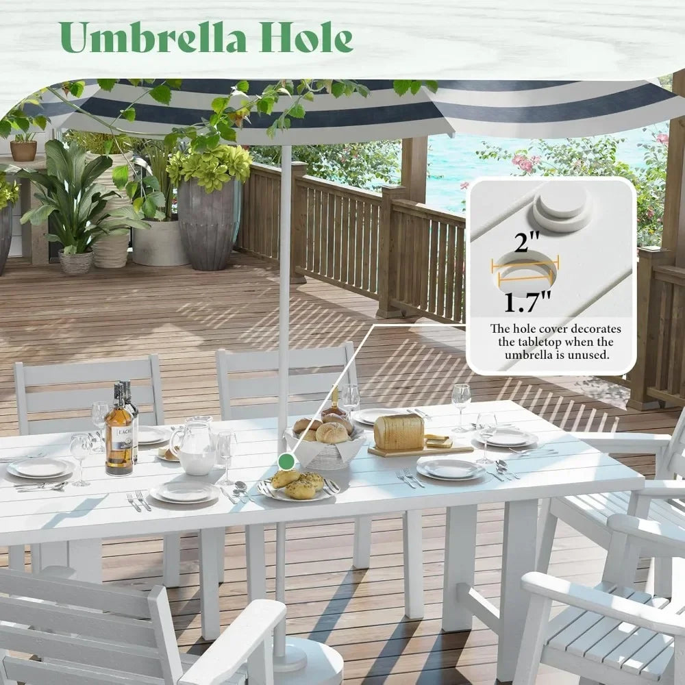 Outdoor Dining Table Set with Umbrella Hole