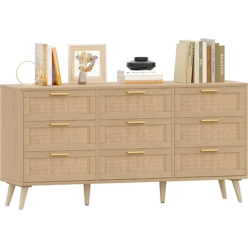 Modern Wooden Dresser Chest with Golden Handles for the Bedroom