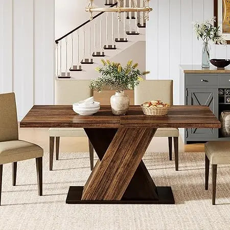 Rustic Brown Wooden Rectangle Dining Room Table