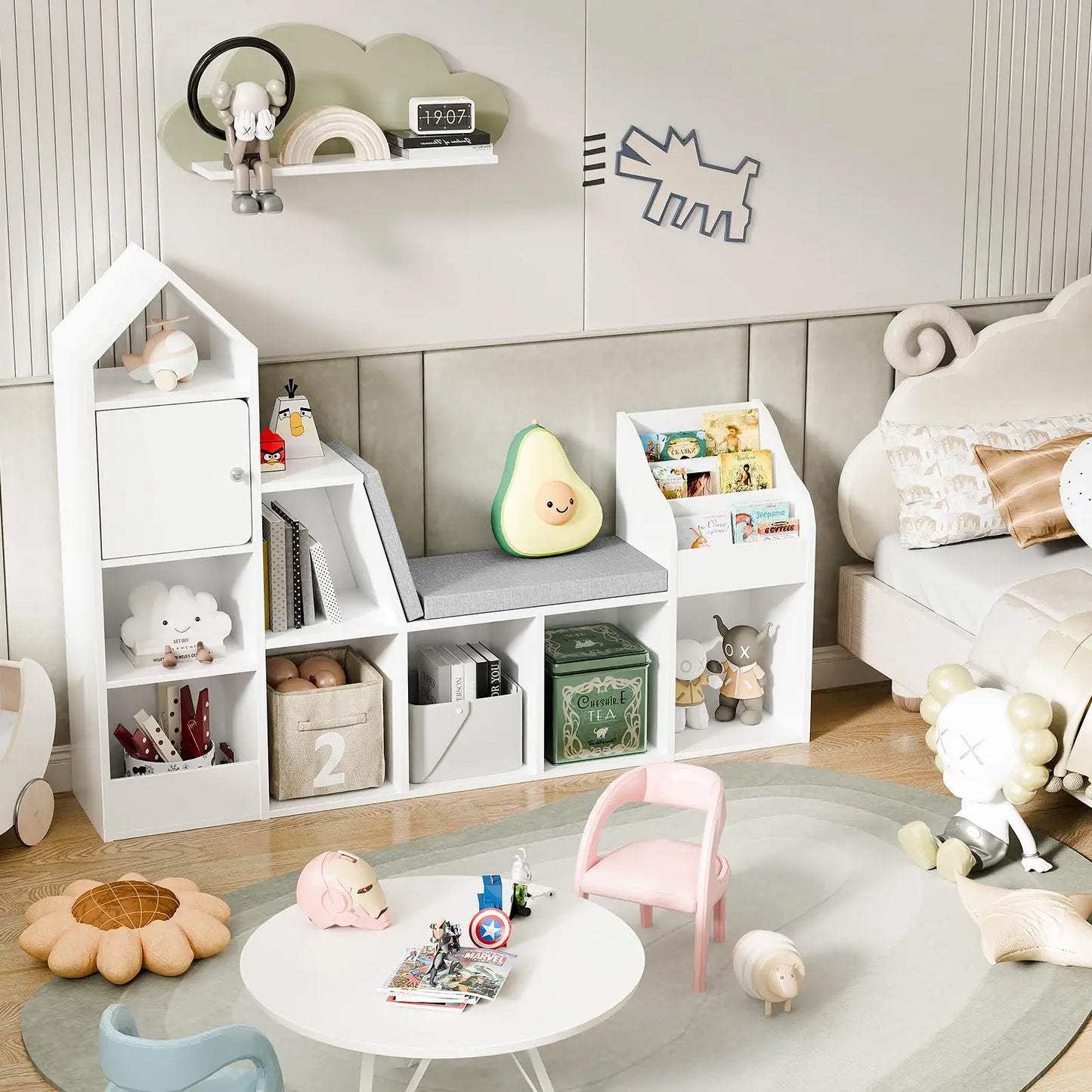 kids Bookcase with Seat Cushion