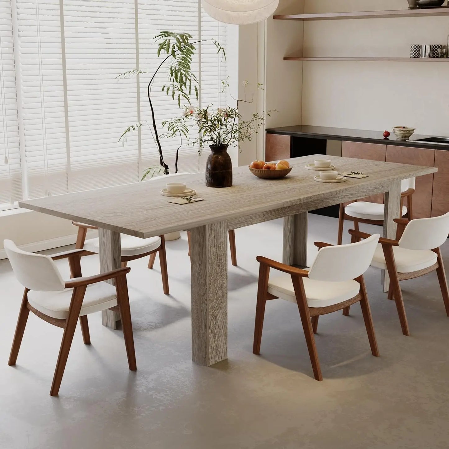 Rectangular Wooden Expandable Dining Table