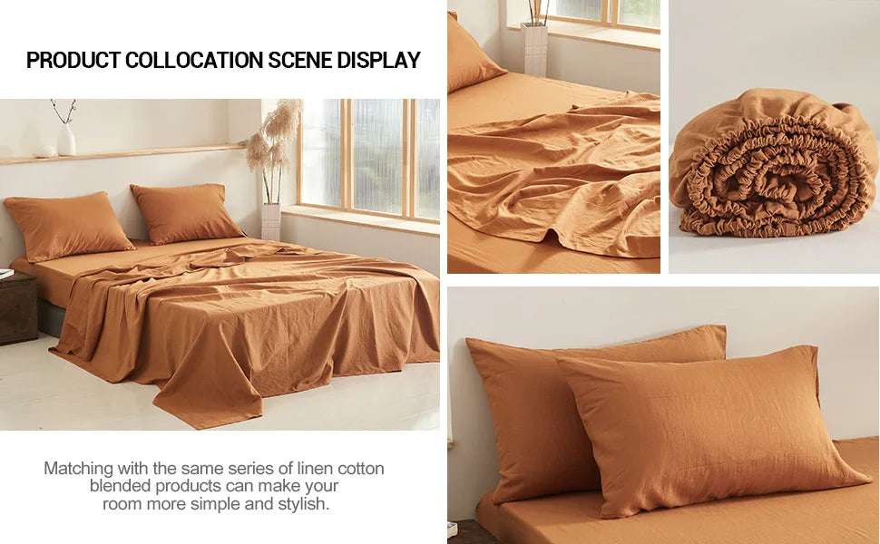 Mattress Cover Natural Flax Cotton Soft Bedding