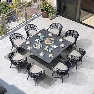 All Weather Wicker Patio Dining Set with Square Aluminum Table