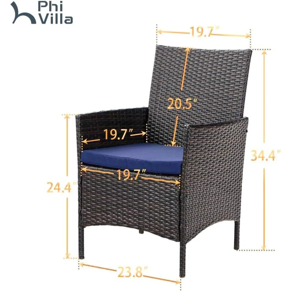 Patio Wicker Modern PE Rattan Armchair with Removable Cushions