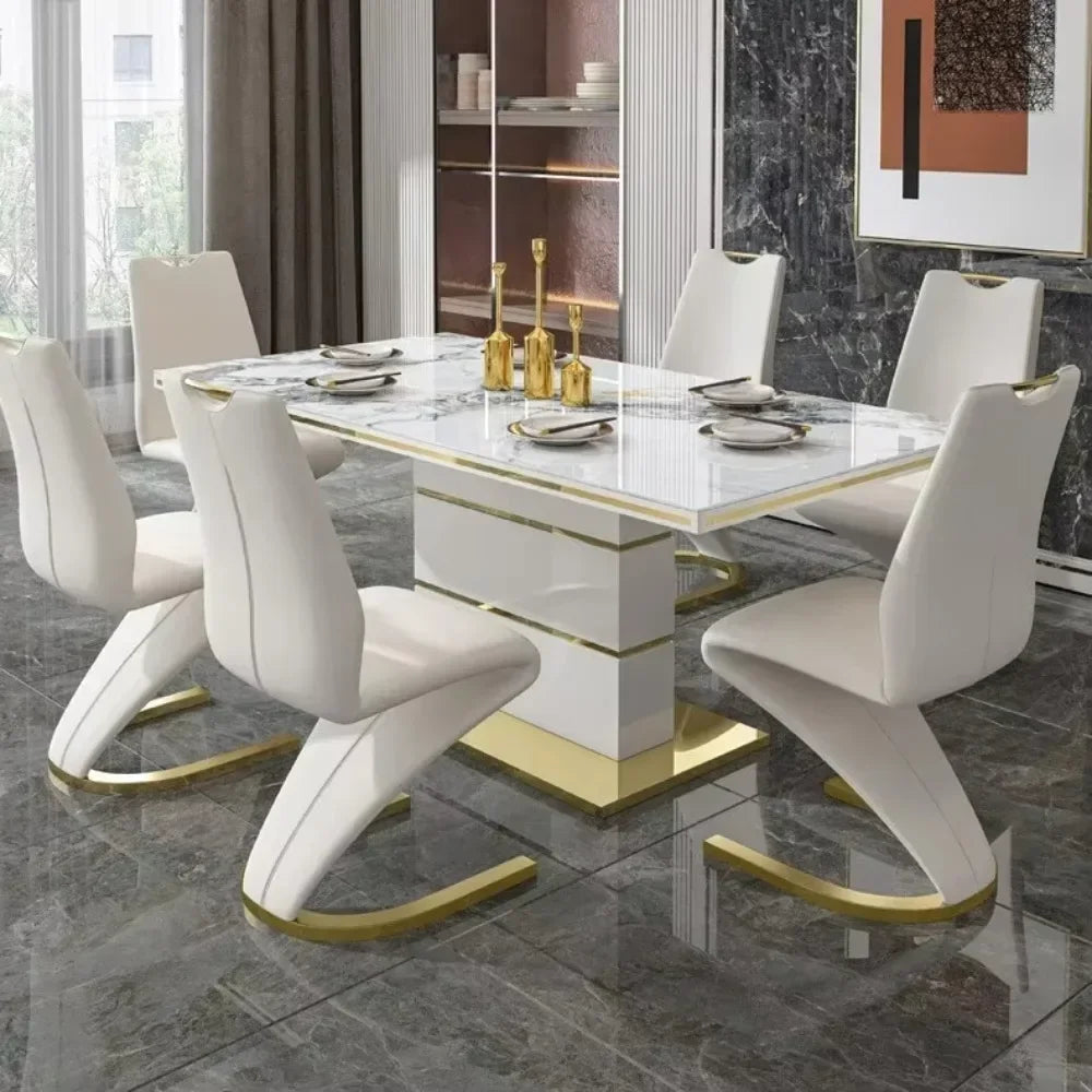 Modern Luxury Gold Dining Room Set