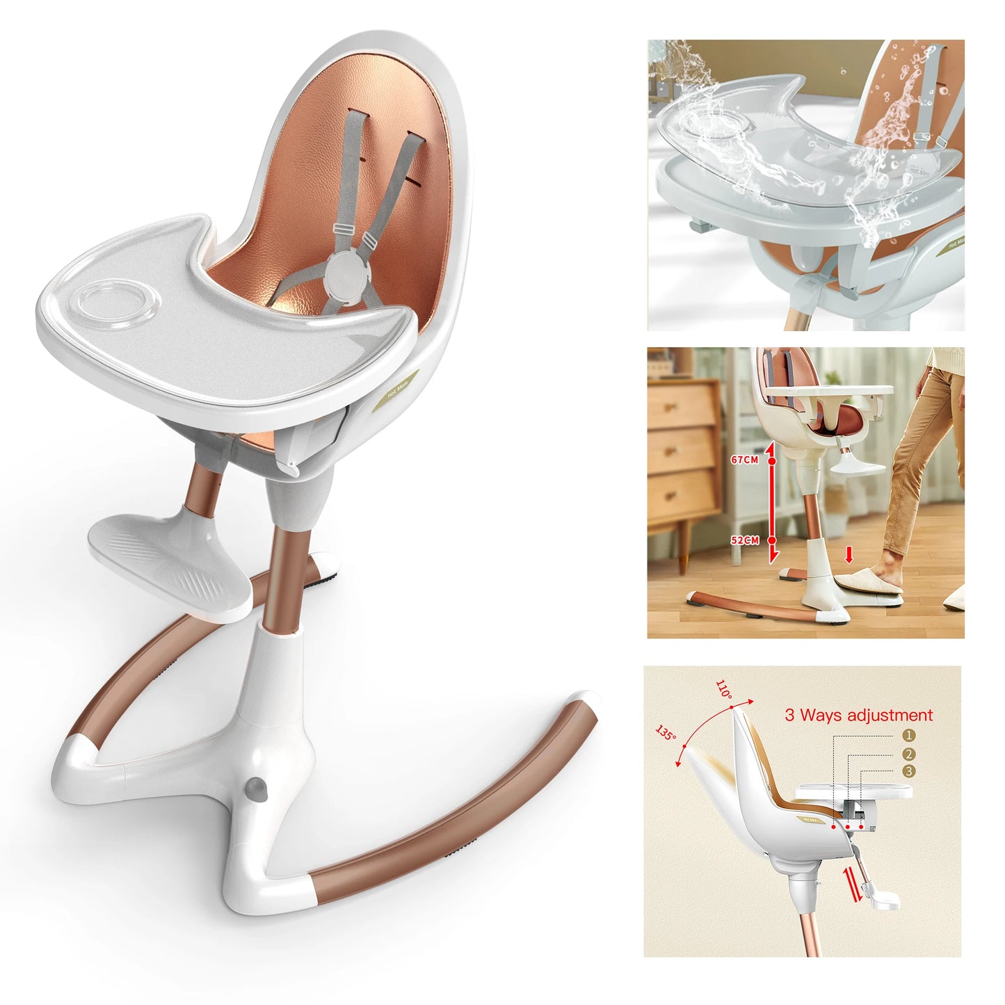 Baby High Chair with Adjustable Seat Heigh