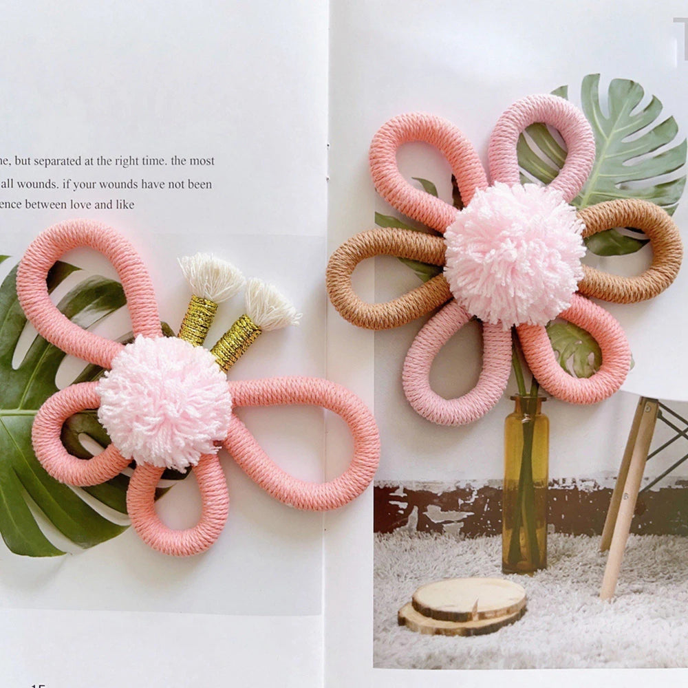 Girls Bedroom Decorations Pink Macrame Butterfly Sunflower Handmade Woven Sunflower