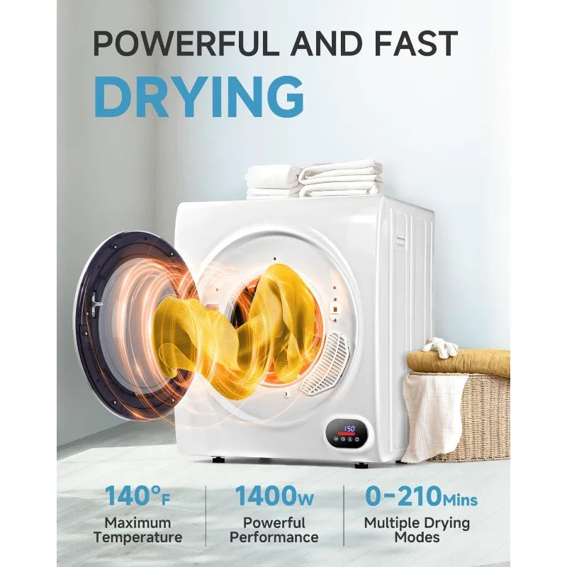 Portable Clothes Dryer with Stainless Steel Tub, Front Load Tumble