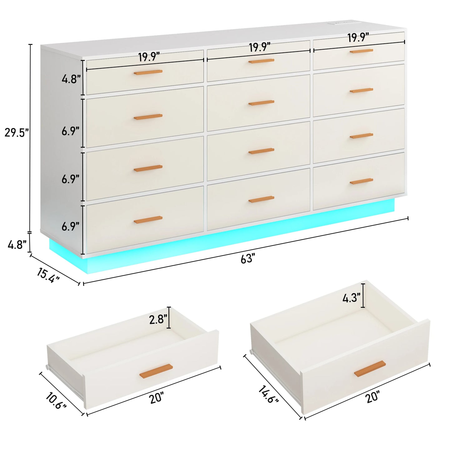 Wood Dresser with LED Lights for the Bedroom