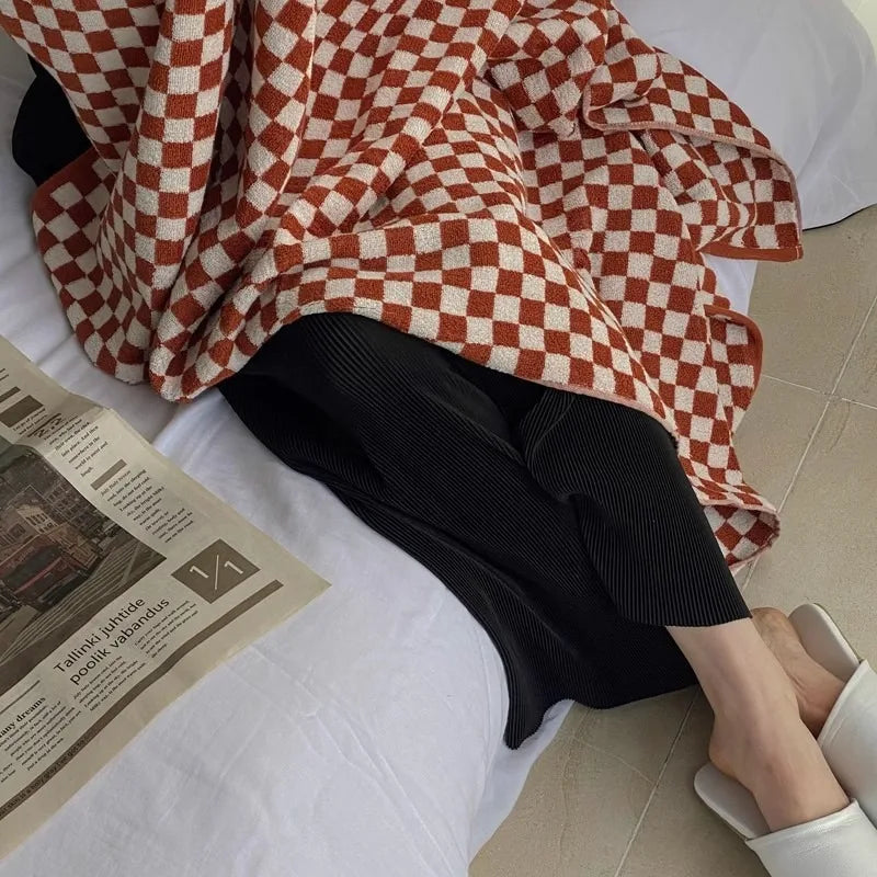 Vintage Plaid Bath Towel Checkerboard