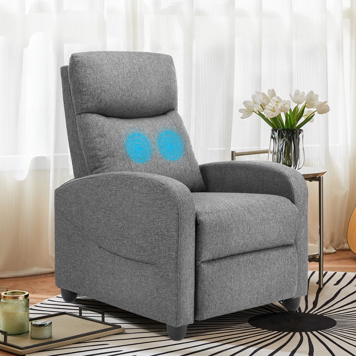Recliner Chair Massage Sofa Fabric Theater Lumbar Support