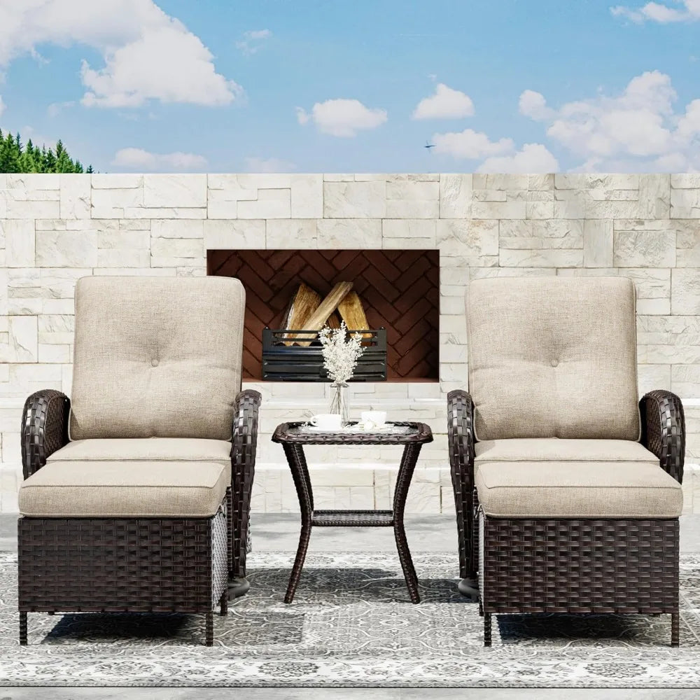 Patio Furniture Set with Thick Cushion and Ottoman