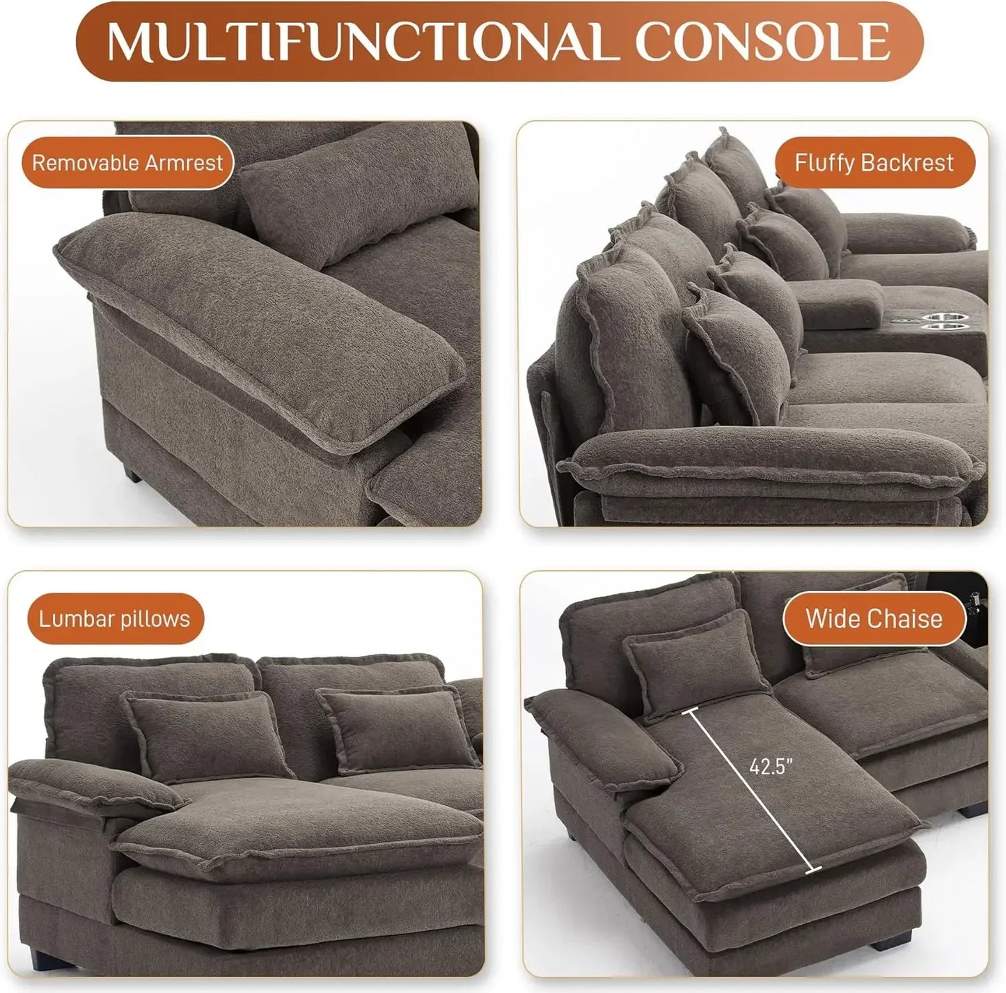 Modern Upholstered Large Modular Sofa