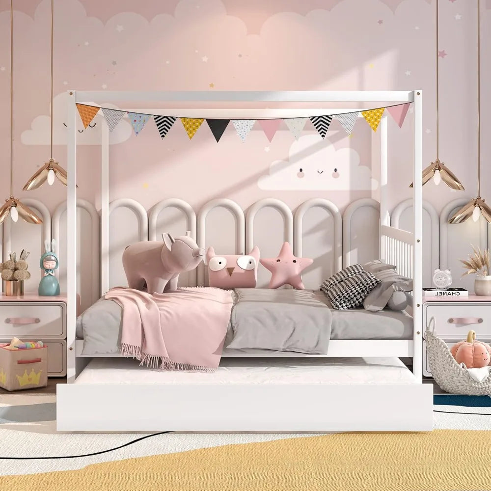 Full Size Kids Solid Wood Platform Bed