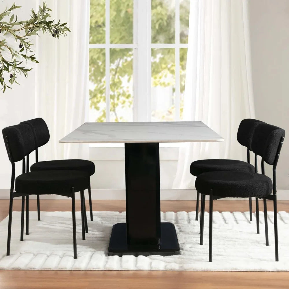 Mid Century Modern Dining Chair with Curved Upholstered