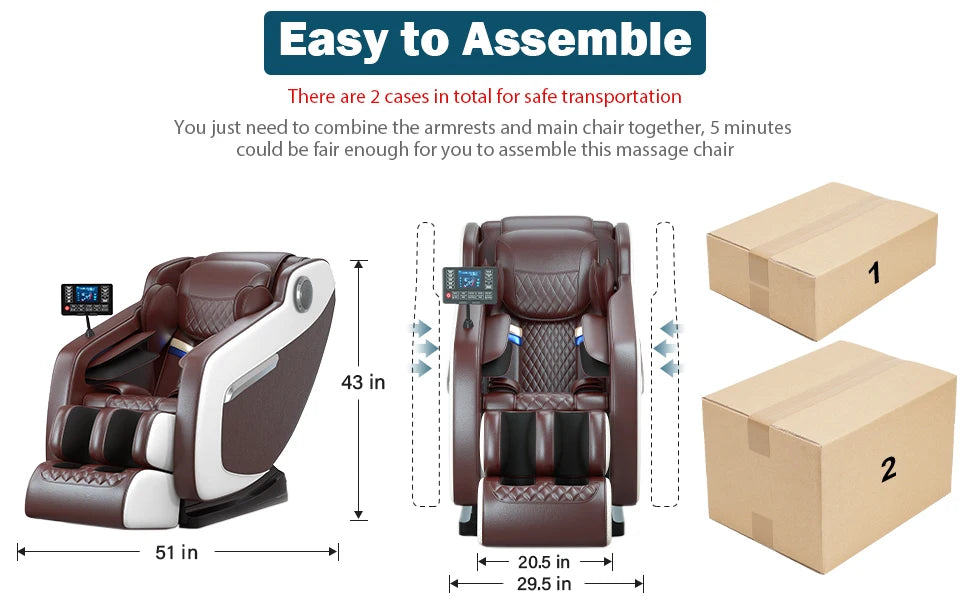 Massage Chair Recliner w/Full Body Airbag to Assemble with Bluetooth Speaker & Foot Roller