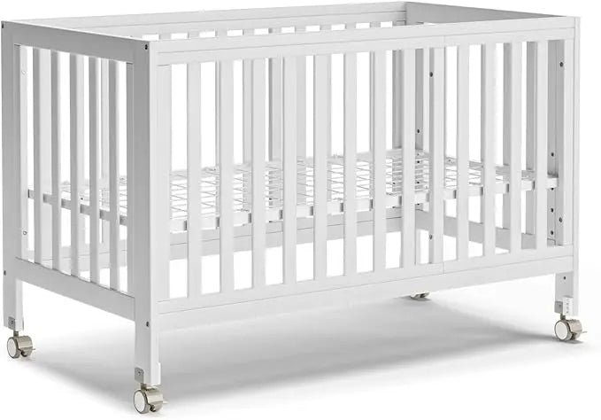 Baby Full Size Crib with Removable Wheels and 4 Adjustable Heights