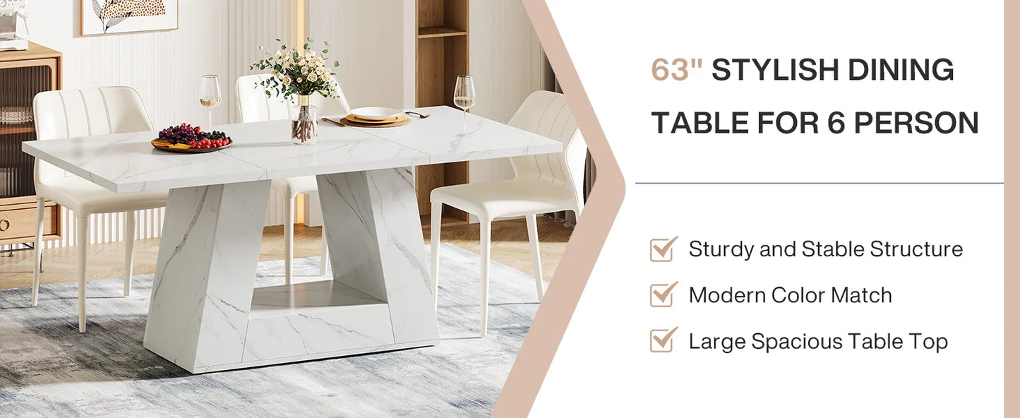 Rectangular Dining Table for 4 to 6 People