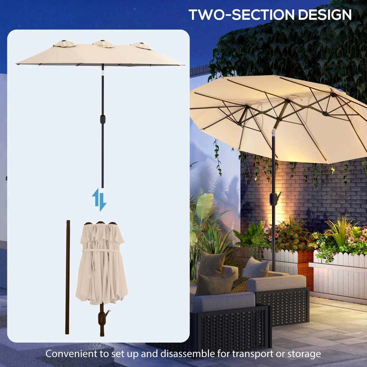 Double-Sided Patio Umbrella