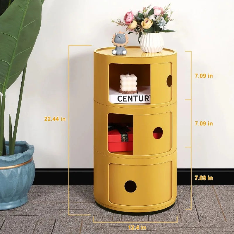 Round Bedside Nightstand Storage Unit