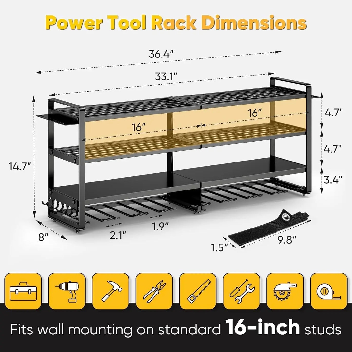 Heavy Duty Power Tool Organizer Wall Mount