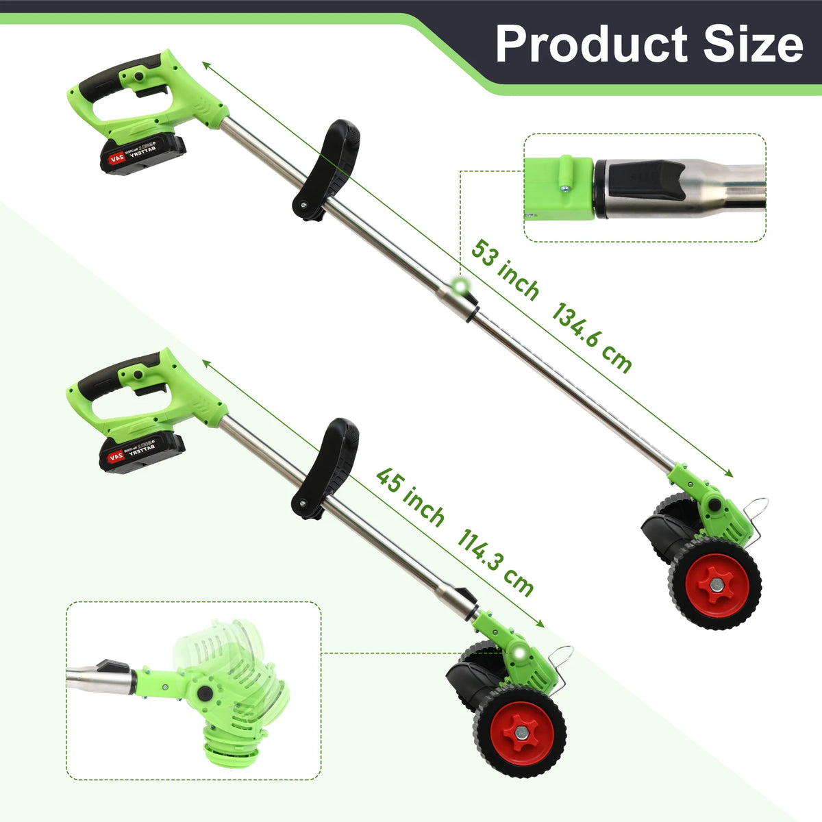 Electric Cordless Lawn Mower with Auxiliary Wheelbase