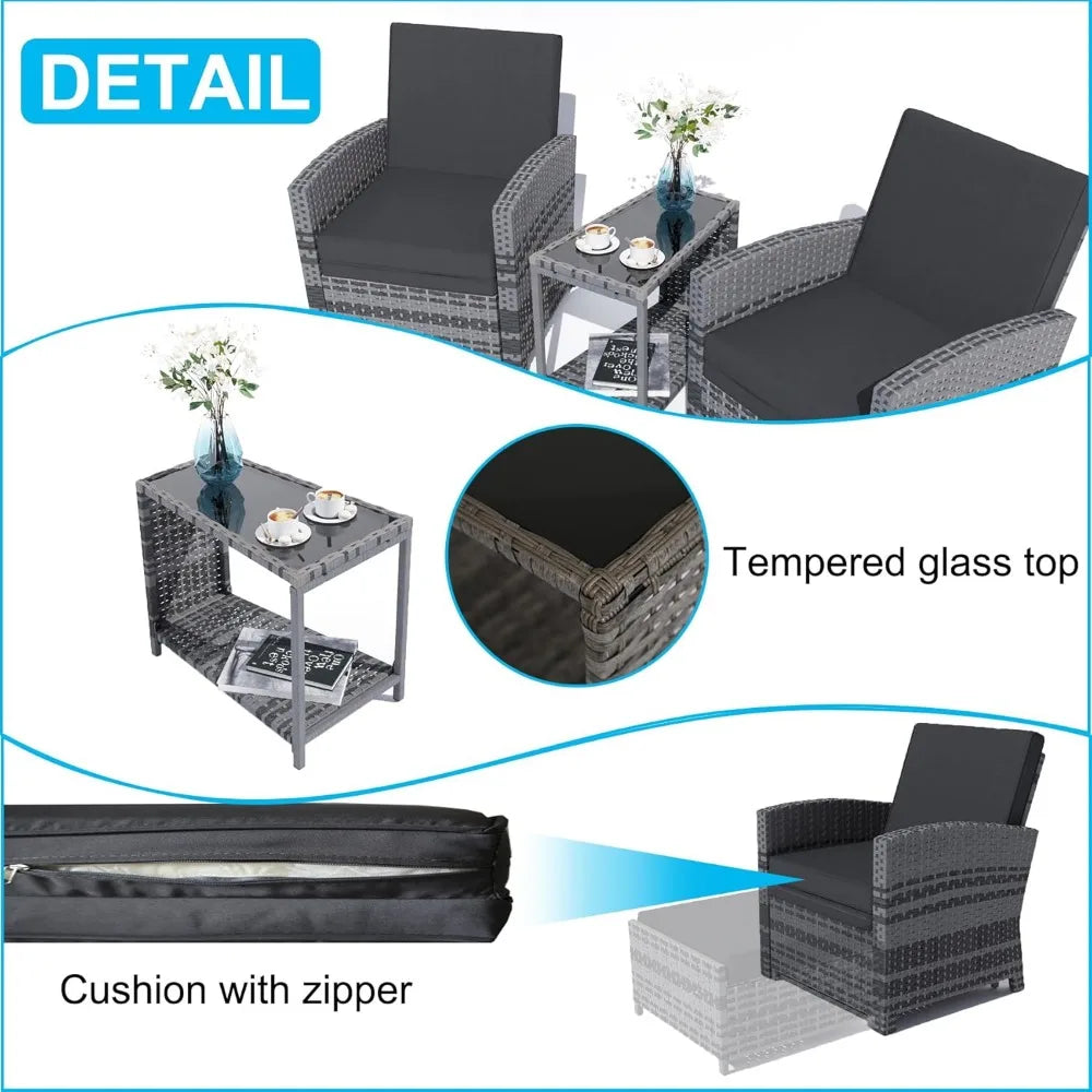 Outdoor Patio Furniture Set with Ottomans and Coffee Table