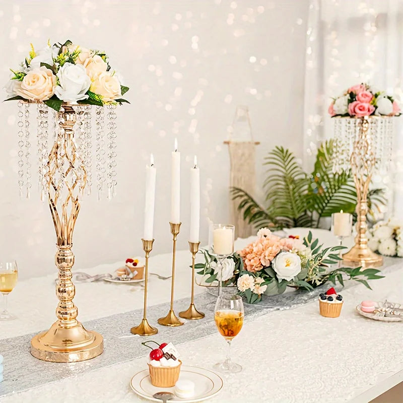 Metal Flower Vases Crystal Flower Stand Decoration