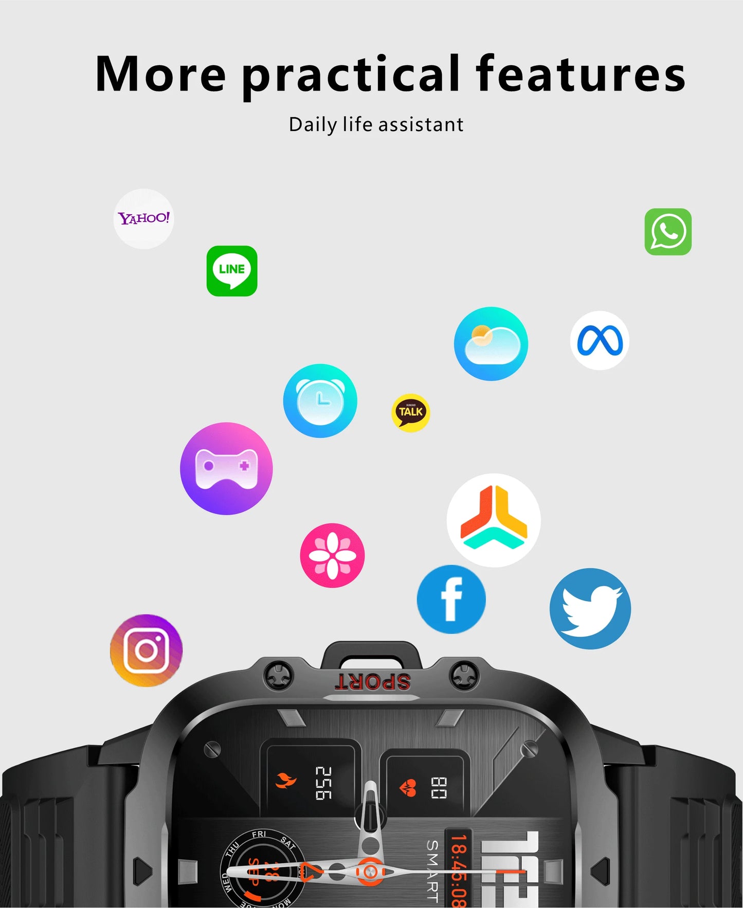 New For Xiaomi Military Smart Watch Outdoor Sports Fitness Tracker