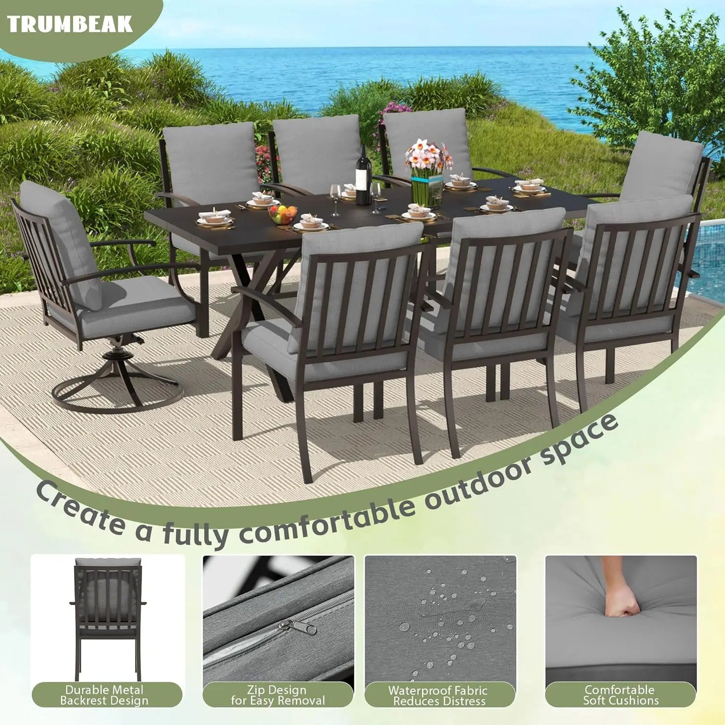 Outdoor Metal Patio Dining Furniture Set