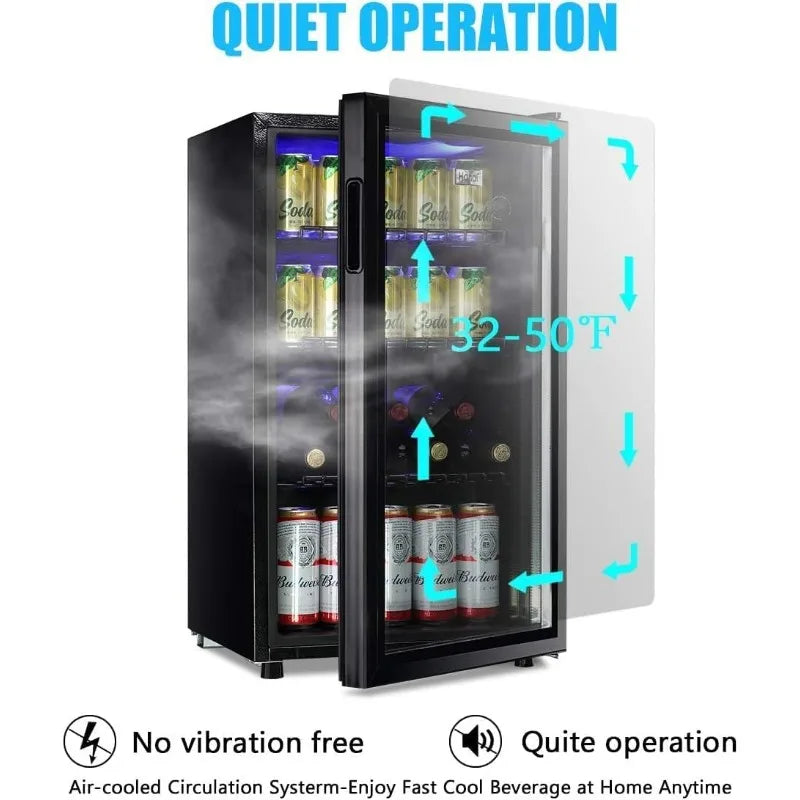 Small Beverage Refrigerator with 7 Thermostat LED Lights