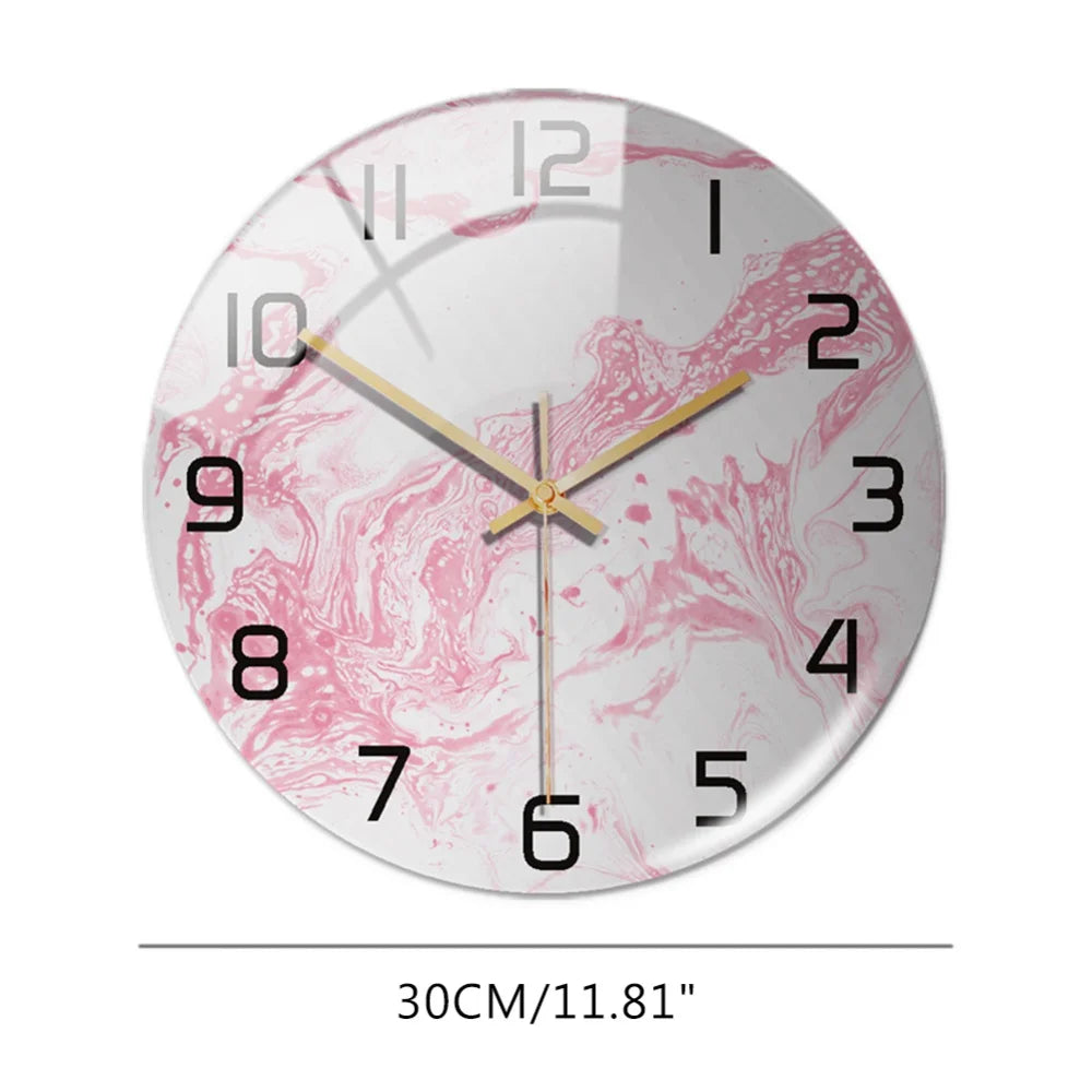 Luxury 3D Acrylic Marble Pattern Wall Adhesive Clock