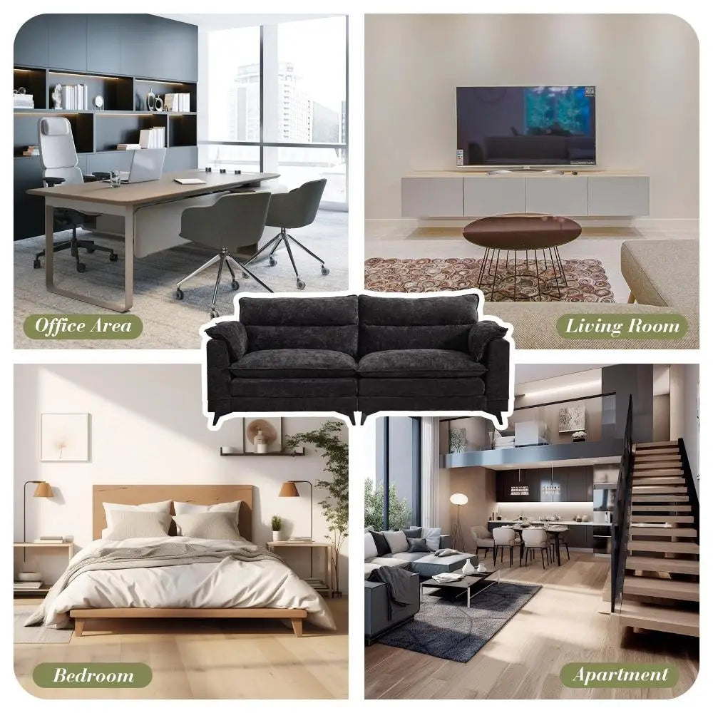 Modern Chenille Soft Upholstered Sofa Couch