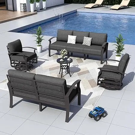 Aluminum Patio Furniture Set with 2 Swivel Chairs