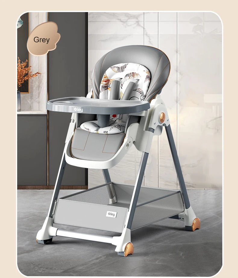 Adjustable Height Baby High Chair with Removable Seat and Tray