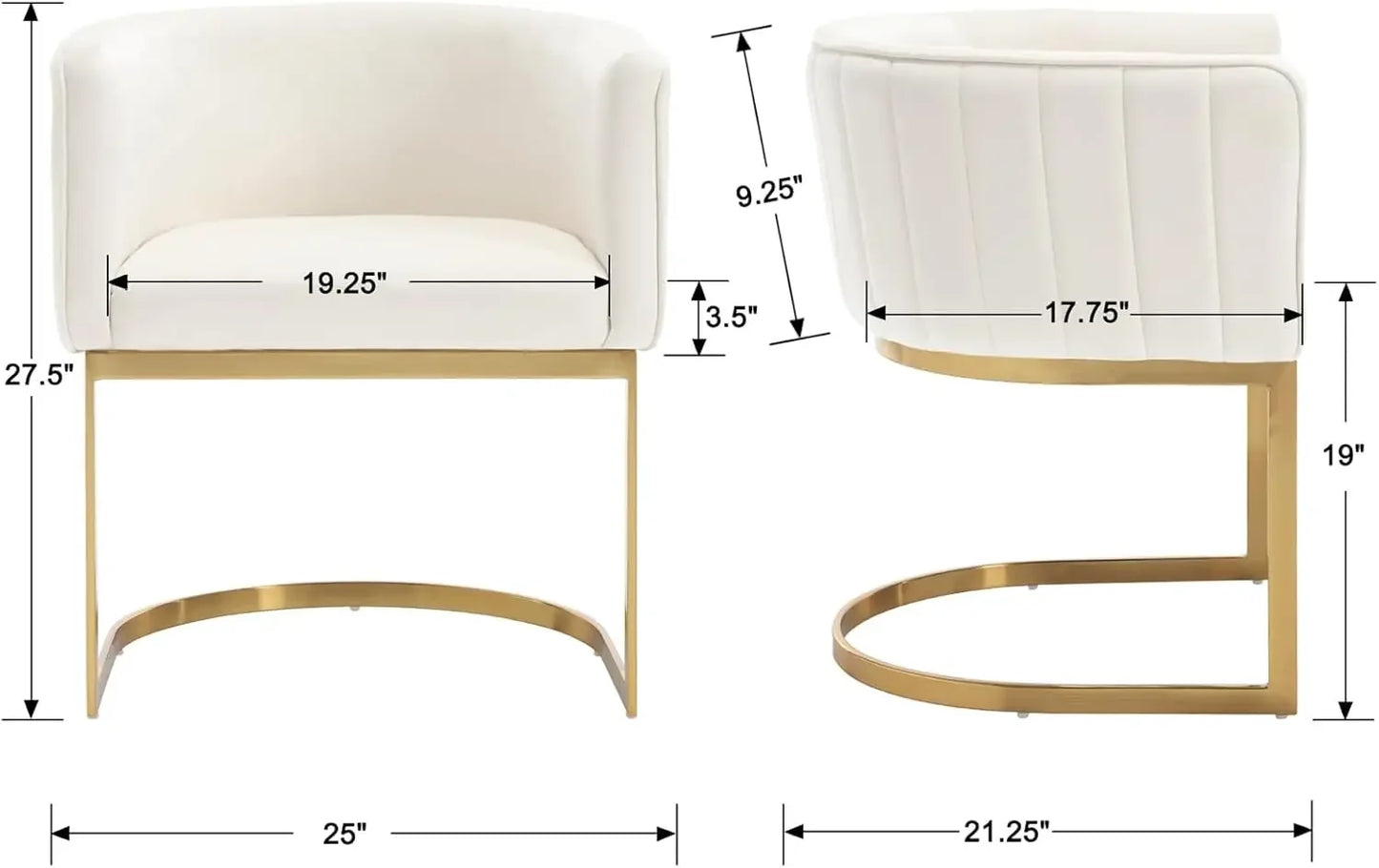 Velvet with Metal Frame Comfy Upholstered Side Barrel Chairs