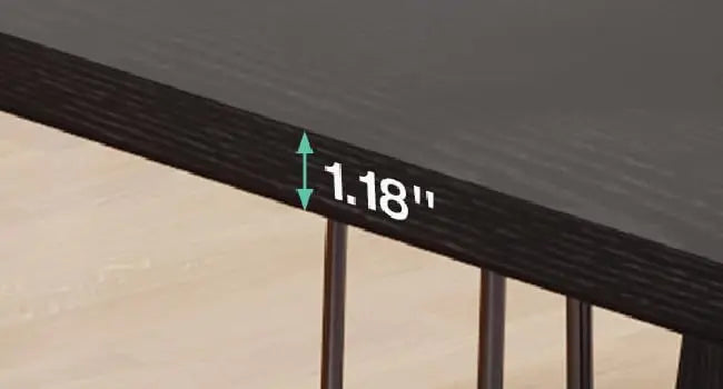 Black Dining Table with Tapered Wood Legs and Tabletop