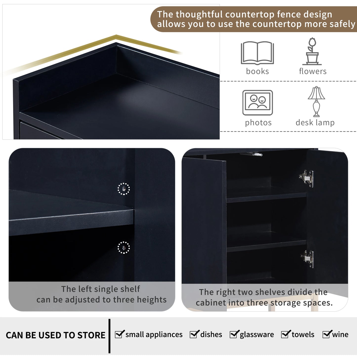 Multifunctional Storage Cabinet With 4 Doors Sideboard
