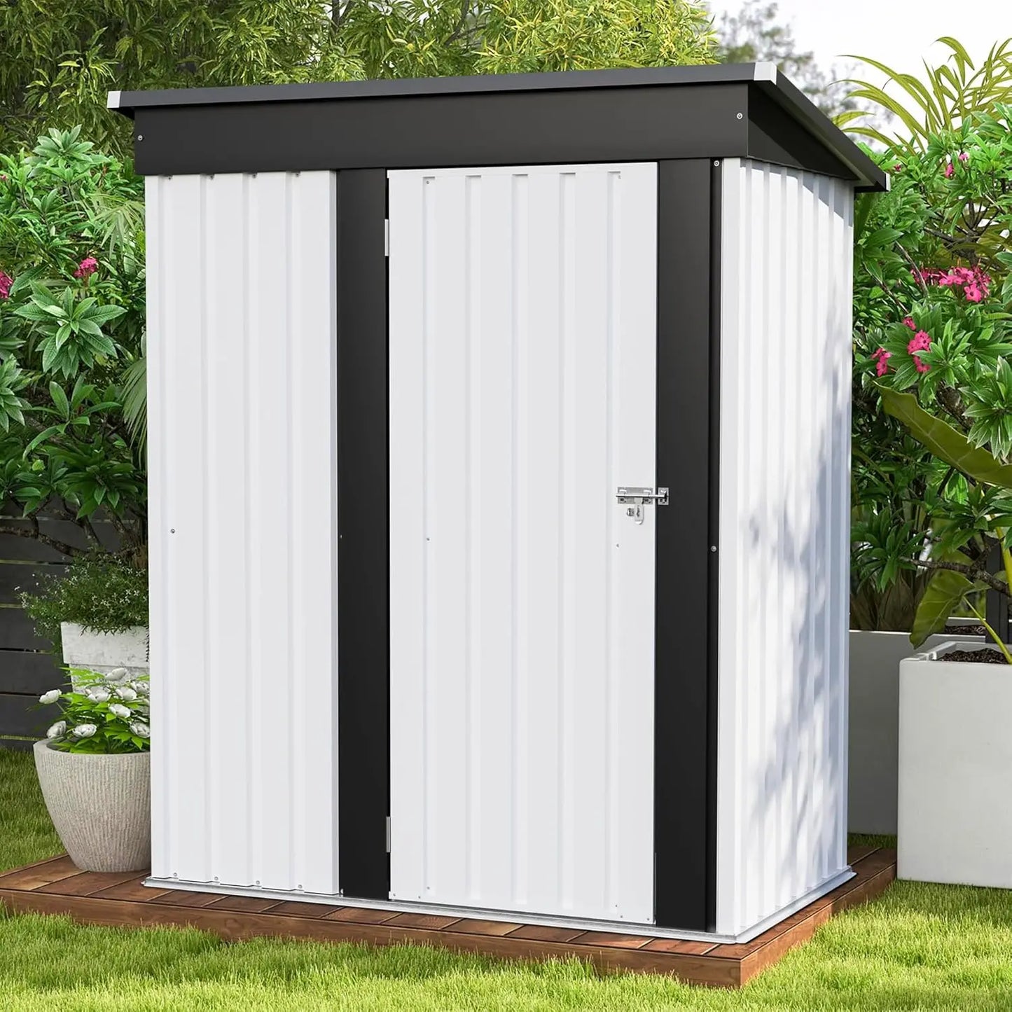 Tool Shed with Sloping Roof and Lockable Door