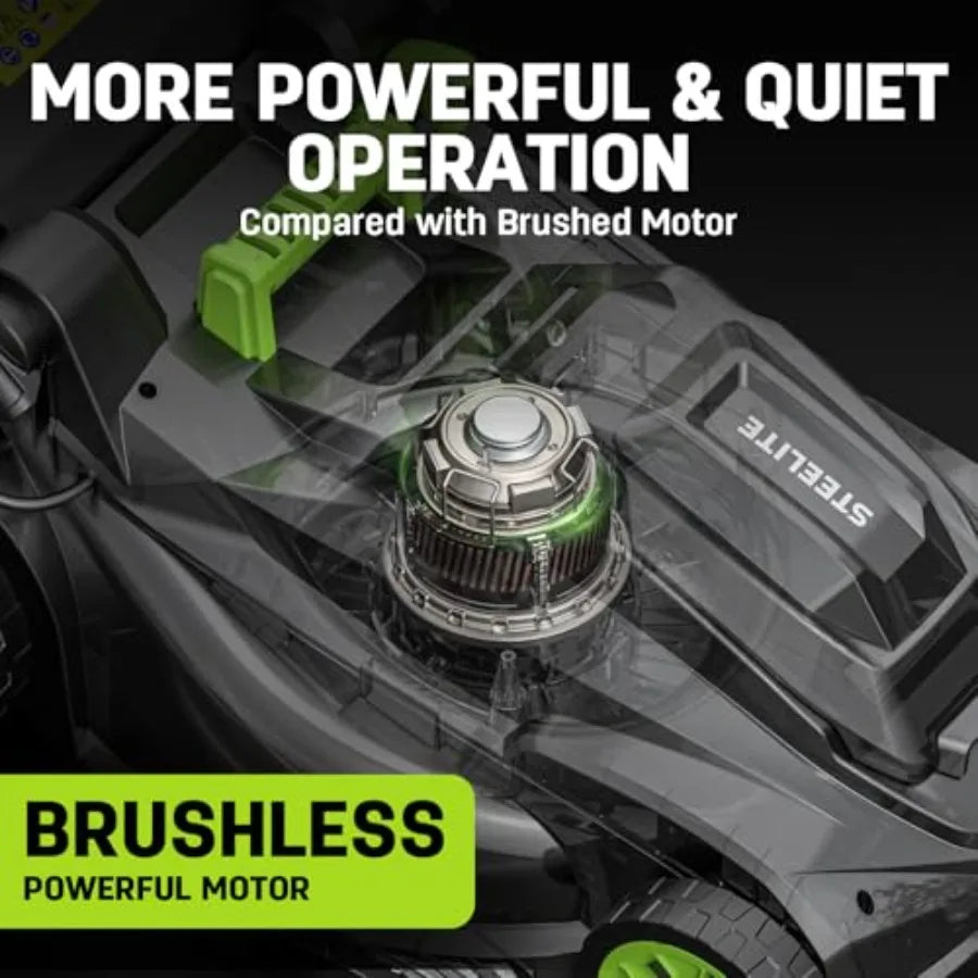 Lawn Mower, Brushless Electric Mower with 3 Batteries