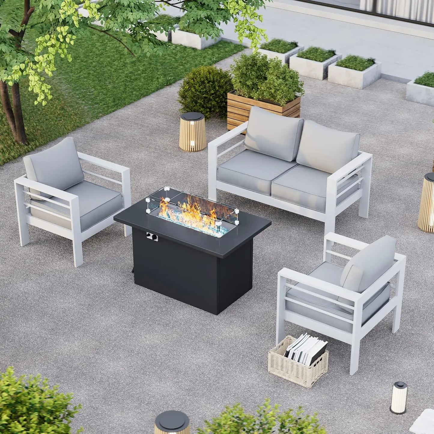 Aluminum Patio Furniture Set with Waterproof Covers