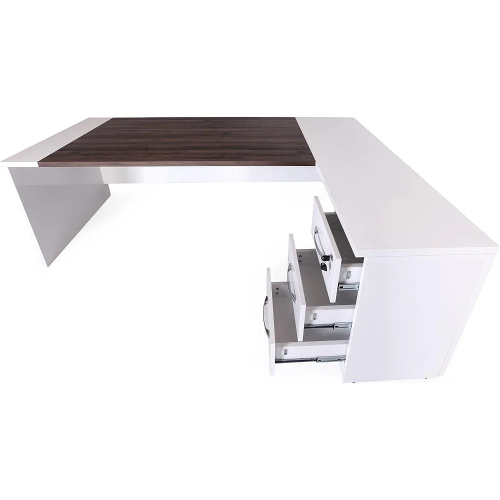 Home Office Executive Desk with File Cabinets