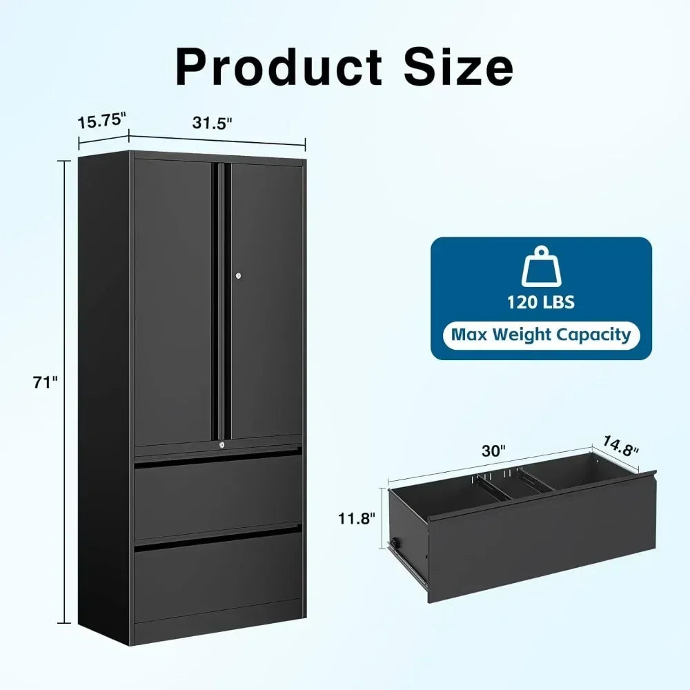Metal Locking File Cabinet with Storage Shelves