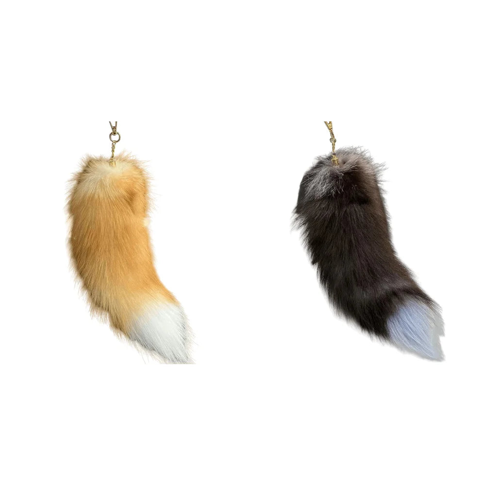 Huge Fluffy Faux Fur Fox Tail Keychain Therian Tail Fox Tail Keychain Cute Animal Tail Keychain Cosplay Tail Gift for Women Girl
