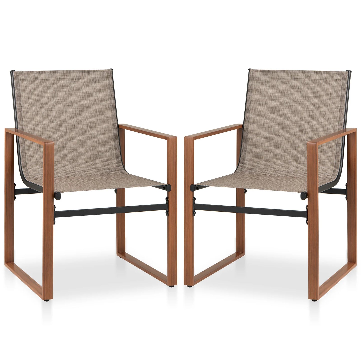 Outdoor Patio Furniture Chair w/ Breathable Seat & Backrest