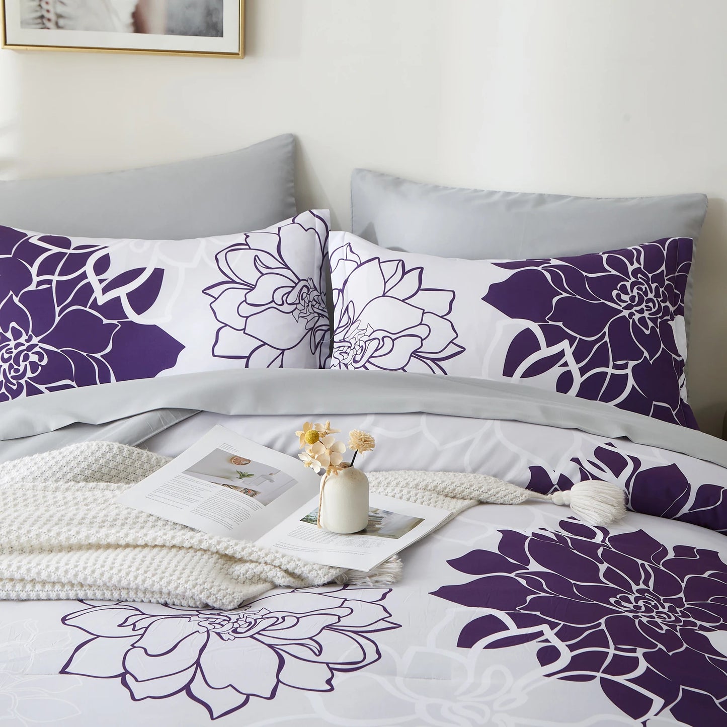 Reversible Botanical Flowers Comforter Set