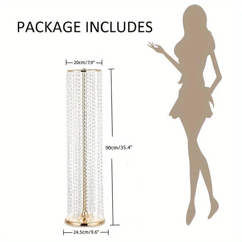 Tall Metal Crystal Flower Stand Vase